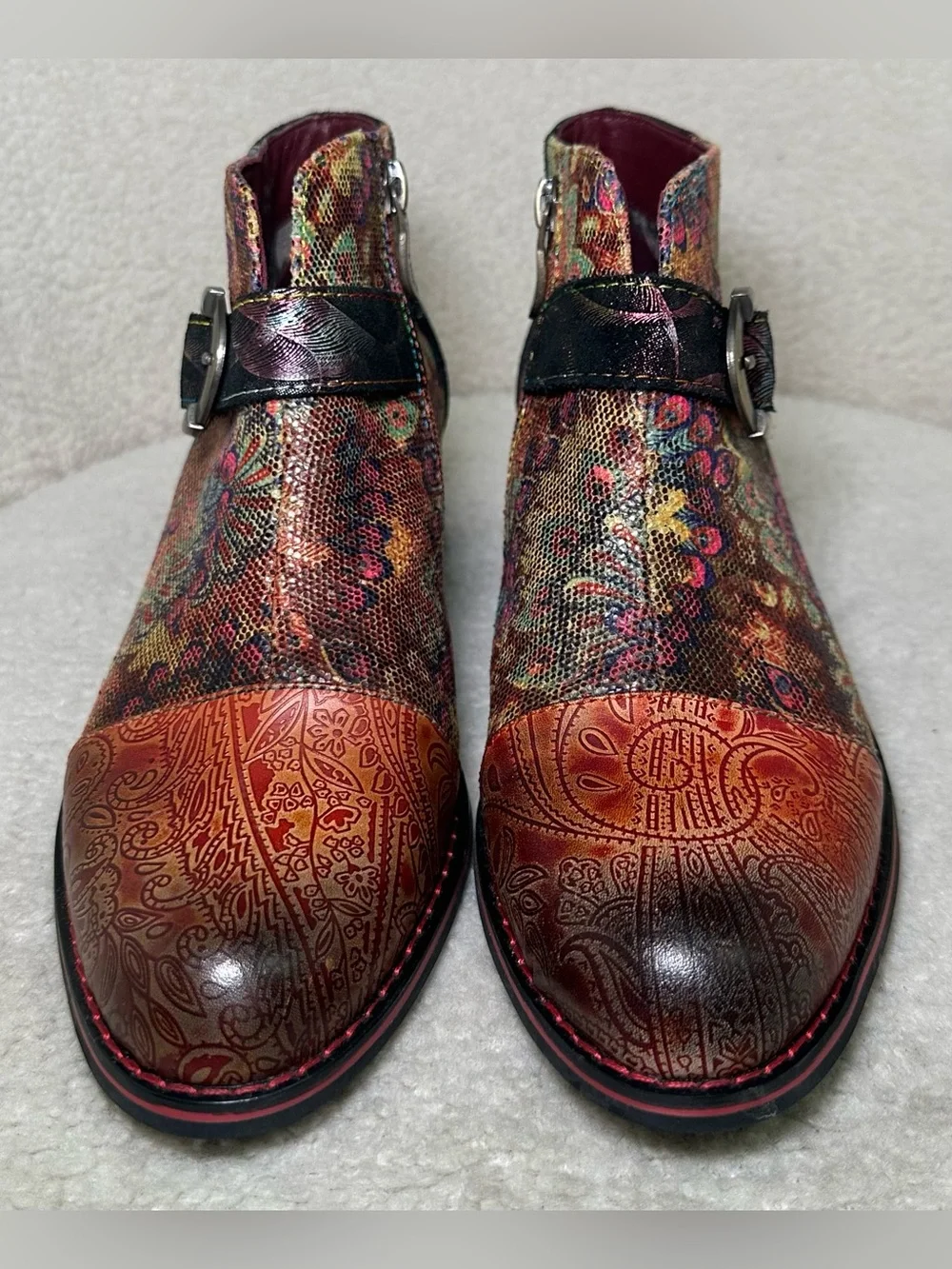 L’Artiste by Spring Step Georgiana-Scope Leather Ankle Booties Boho US 6.5-7